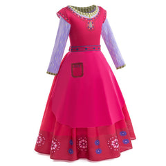 Kids Children Movie Wish 2023 - Dahlia Flower Red Dress Outfits Cosplay Costume Halloween Carnival Suit