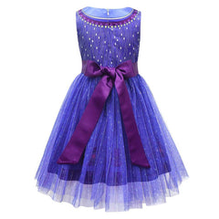 Kids Children Movie Wish 2023 Asha Purple Dress Outfits Cosplay Costume Halloween Carnival Suit