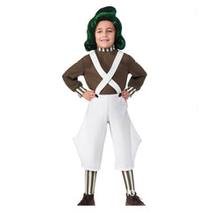 Kids Children Movie Wonka 2023 - Oompa White Set Outfits Cosplay Costume Halloween Carnival Suit