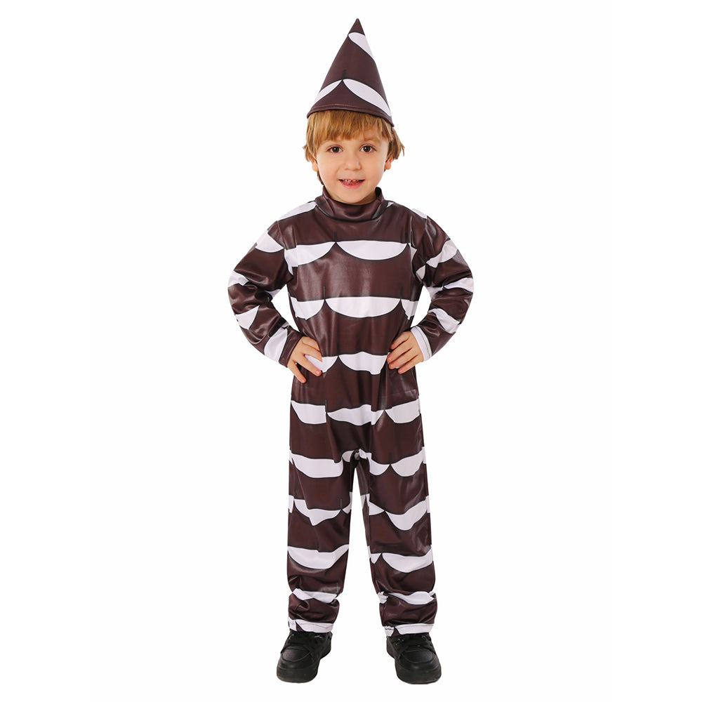 Kids Children Movie Wonka 2023 Chocolate Brown Jumpsuit Outfits Cosplay Costume Halloween Carnival Suit