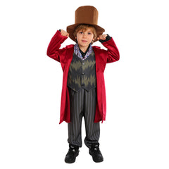 Kids Children Movie Wonka 2023 Willy Wonka Red Set Outfits ​Cosplay Costume