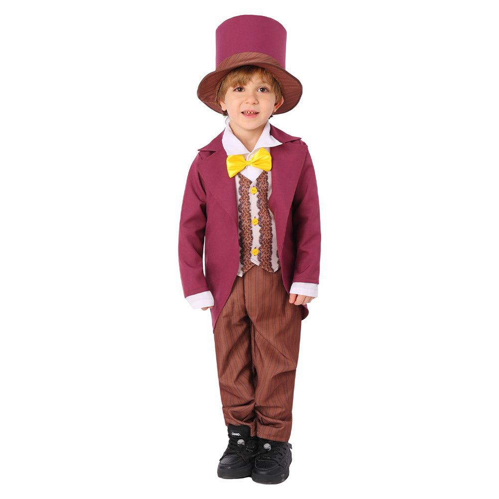 Kids Children Movie Wonka 2023 Willy Wonka Rose Red Set Outfits Cosplay Costume