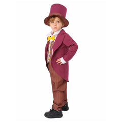 Kids Children Movie Wonka 2023 Willy Wonka Rose Red Set Outfits Cosplay Costume