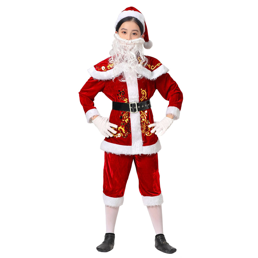 Kids Children Santa Claus Red Christmas Outfits Cosplay Costume Hallow Coshduk