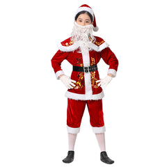 Kids Children Santa Claus Red Christmas ​Outfits Cosplay Costume Halloween Carnival Suit