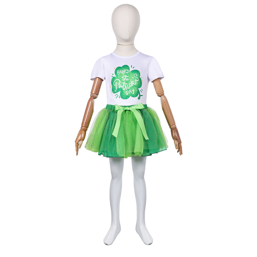 Kids Children St. Patrick's Day Green Dress Outfits Cosplay Costume Halloween Carnival Suit