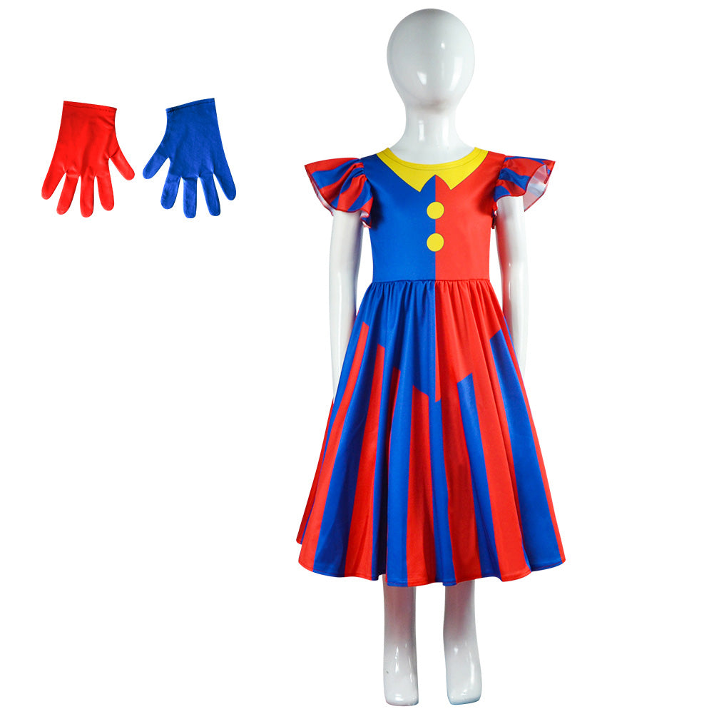 Kids Children TV The Amazing Digital Circus Pomni Blue Dress Cosplay Costume Outfits Halloween Carnival Suit