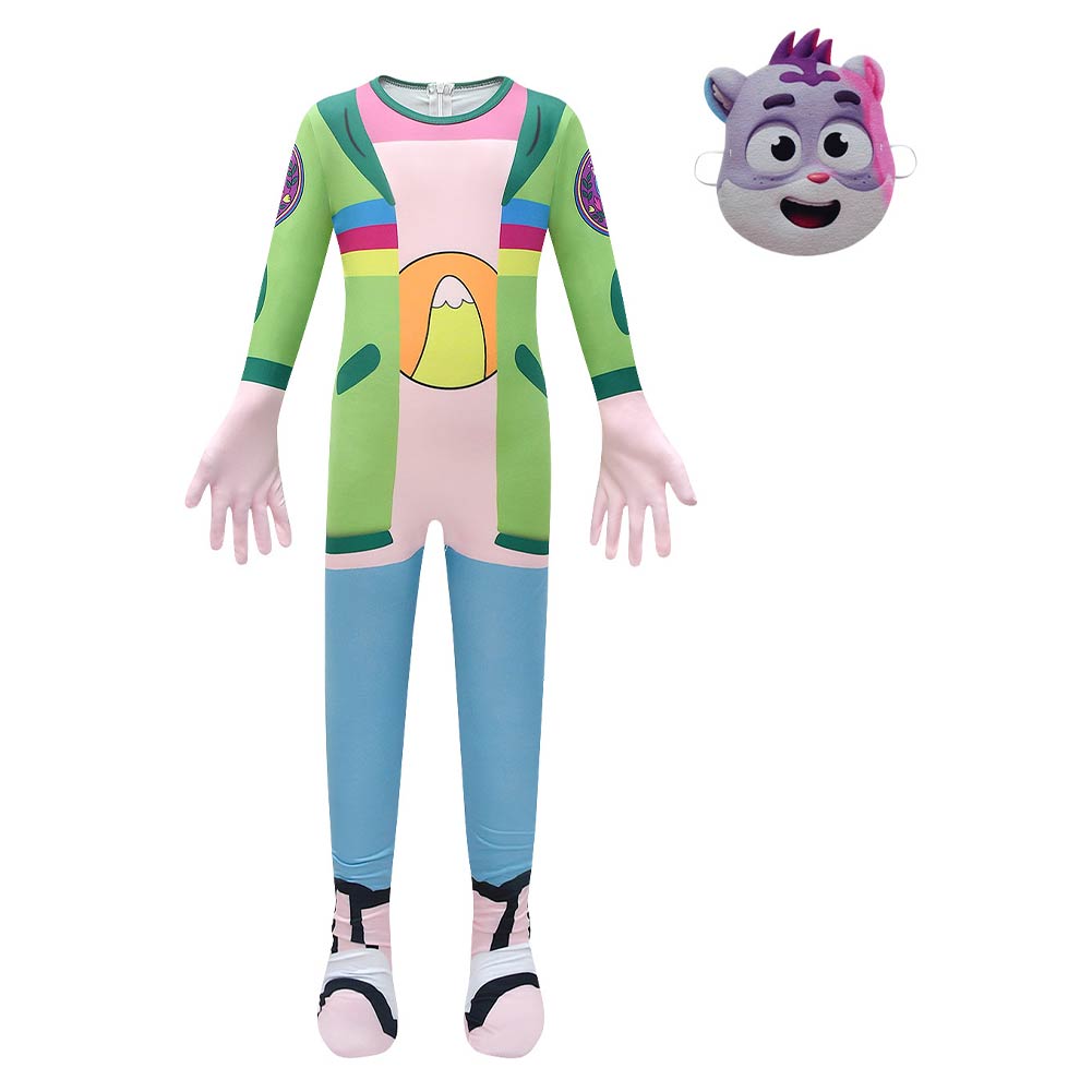 Kids Children TV The Creature Cases Sam Snow Green Jumpsuit Outfits Cosplay Costume Halloween Carnival Suit