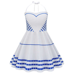 Kids Girls Movie Barbie 2023 Barbie Heart Neck-Hanging Strappy Skirt ​Dress Outfits Cosplay Costume Suit