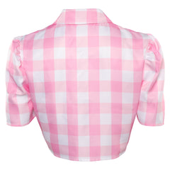 Movie Barbie 2023 Barbie Pink Lattice Short-sleeved Vest Outfits Cosplay Costume Suit