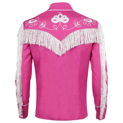 Movie Barbie Ken Pink ​Retro Tassels Hippie Shirt Jacket Outfits Cosplay Costume Pink Halloween Suit-Coshduk