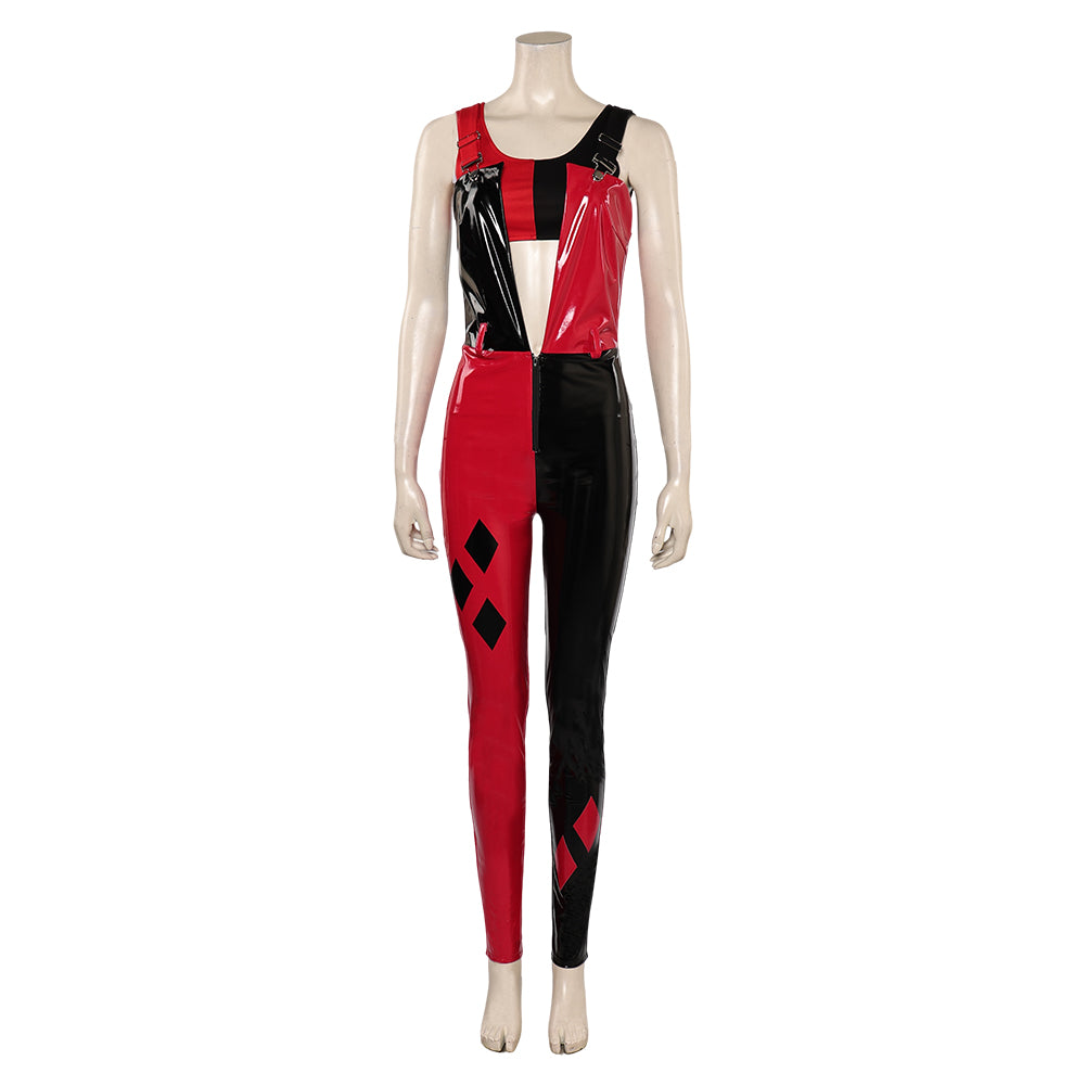 Movie Birds of Prey Harley Quinn Red Jumpsuit Outfits Cosplay Costume Halloween Carnival Suit