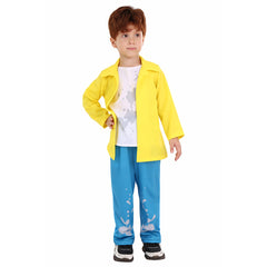 Movie Charlie And The Chocolate Factory Bucket Yellow Set Outfits Cosplay Costume Halloween Carnival Suit