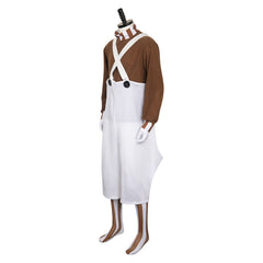 Movie Charlie And The Chocolate Factory Oompa Loompa Brown Worker Set Outfits Cosplay Costume Halloween Carnival Suit