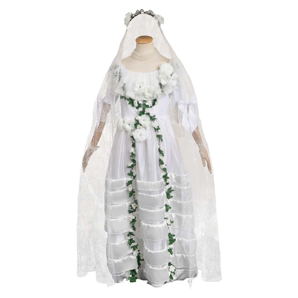 Movie Haunted Mansion 2023 Constance Hatchaway White Wedding Dress Cosplay Costume Outfits Halloween Carnival Suit