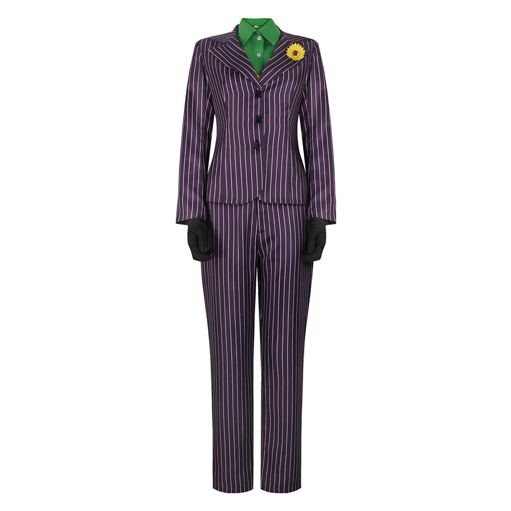 Movie Joker: Folie à Deux (2024) Joker Women Purple Stripe Outfits Set Cosplay Costume Halloween Carnival Suit