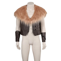 Movie Kraven The Hunter 2024 Kraven Brown Plush Vest ​Outfit  Cosplay Costume Suit