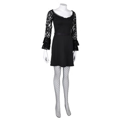 Movie Lisa Frankenstein (2024) Misty Black Lace Dress Cosplay Costume Outfits Halloween Carnival Suit