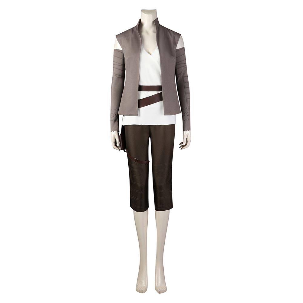 Movie Star Wars Rey Gray Set Outfits Cosplay Costume Halloween Carnival Suit