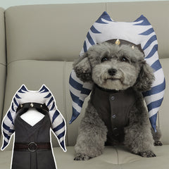 Movie Star Wars: The Mandalorian ​Ahsoka Black Dogs Pet Outfits Cosplay Costume Halloween Carnival Suit