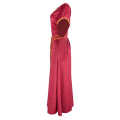 Movie Tangled Mother Gothel Red Dress Outfits Cosplay Costume Halloween Carnival Suit