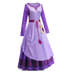 Movie Wish 2023 Asha Purple Dress Outfits Cosplay Costume Halloween Carnival Suit