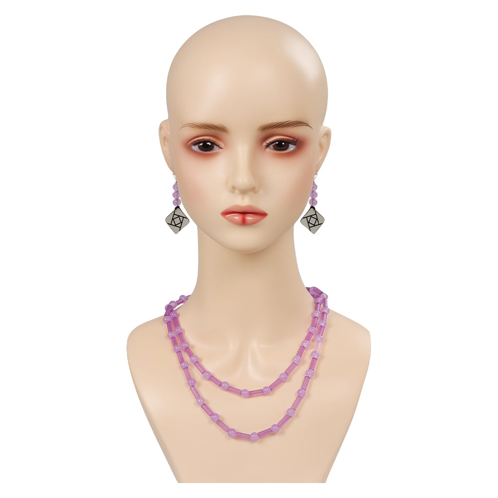 Movie Wish 2023 Asha Purple Pearl Necklace And Earrings Cosplay Accessories Halloween Carnival Props