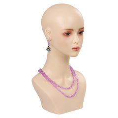 Movie Wish 2023 Asha Purple Pearl Necklace And Earrings Cosplay Accessories Halloween Carnival Props