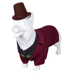 Movie Wonka 2023 Wonka Red Dogs Pet Outfits Cosplay Costume Halloween Carnival Suit