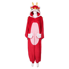 Red Dragon Jumpsuit Sleepwear Outfits Cosplay Costume Halloween Carnival Suit