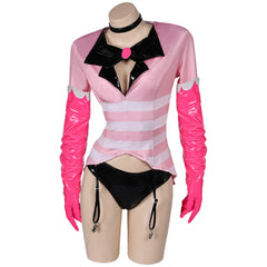 TV Hazbin Hotel Angel Dust Pink Sexy Outfits Cosplay Costume Halloween Carnival Suit