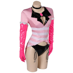 TV Hazbin Hotel Angel Dust Pink Sexy Outfits Cosplay Costume Halloween Carnival Suit