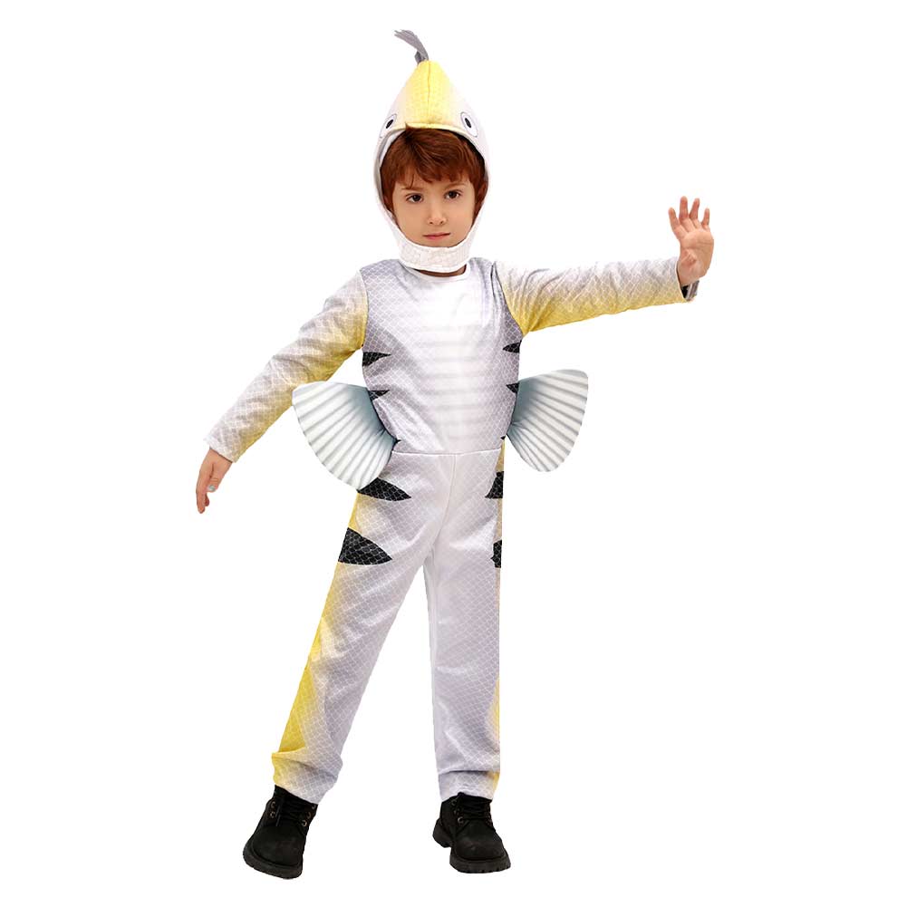 White Animals Flatfish Jumpsuit Outfits Cosplay Costume Halloween Carnival Suit